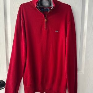 Men's Vineyard Vines Red 1/4 Zip Sweater